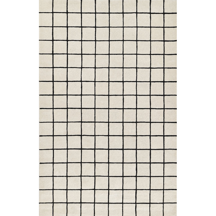 AllModern Form Hand Tufted Wool Geometric Ivory Area Rug 5' X 8'