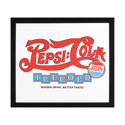 Licence de décoration murale encadrée avec miroir encadré rétro 15 x 13 pouces avec logo de soda glacé pour homme Cave Bar Garage