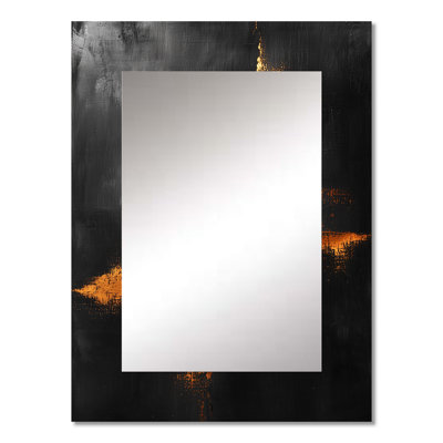 Black And Gold Ethereal Dream I - Line Art Wall Mirror, Modern Decorative Mirror, Printed Metal Art