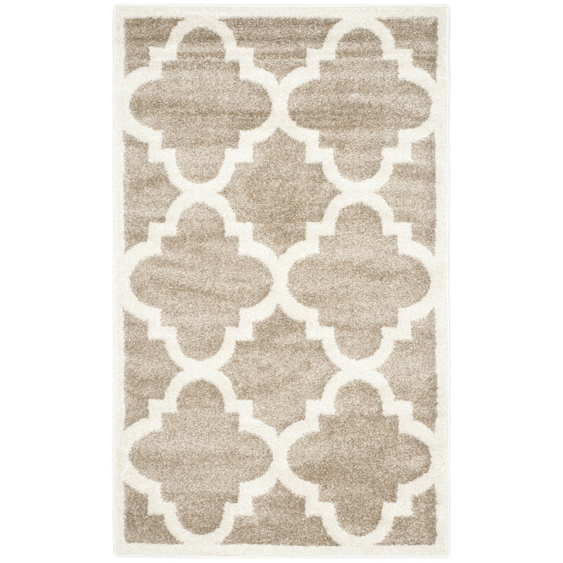 Ammundsen Geometric Wheat / Beige Area Rug, Rectangle 6' x 9'