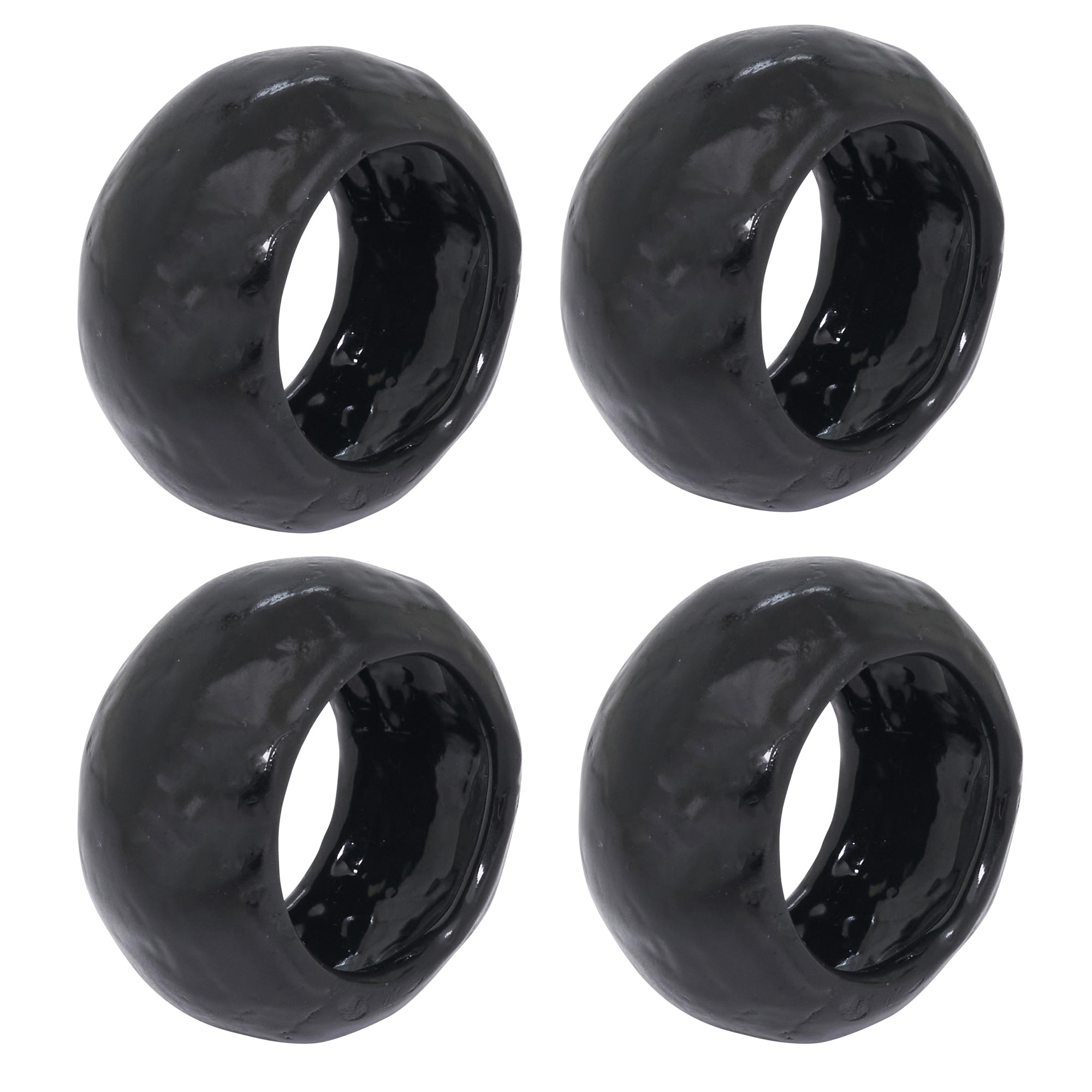 Textured Capiz Napkin Ring (Set of 4), Black