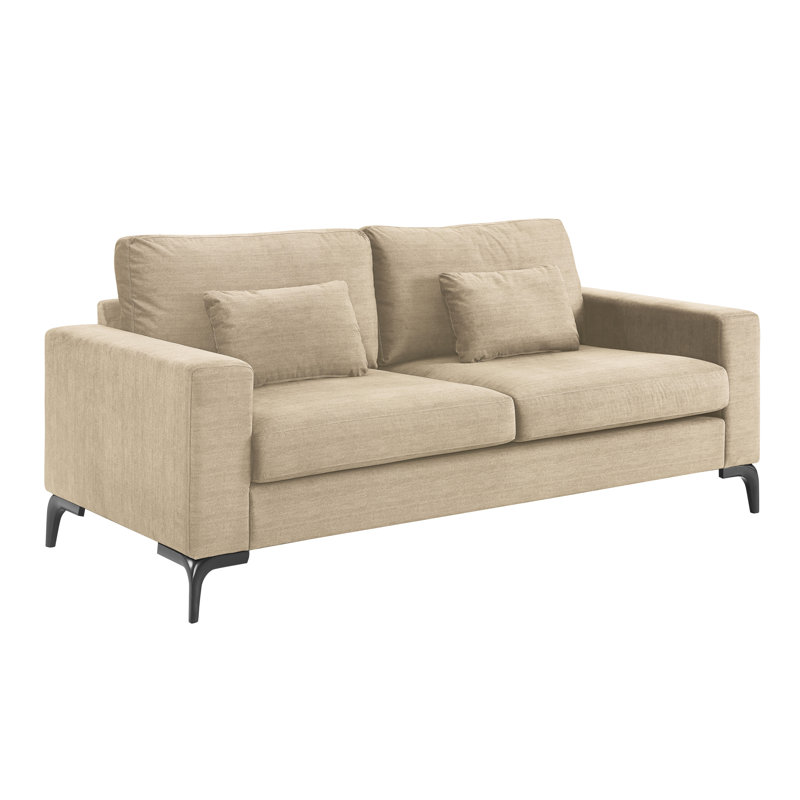 Canapé Tommy Hilfiger Austin, canapé de salon contemporain à accoudoirs carrés pour petits espaces, Crème