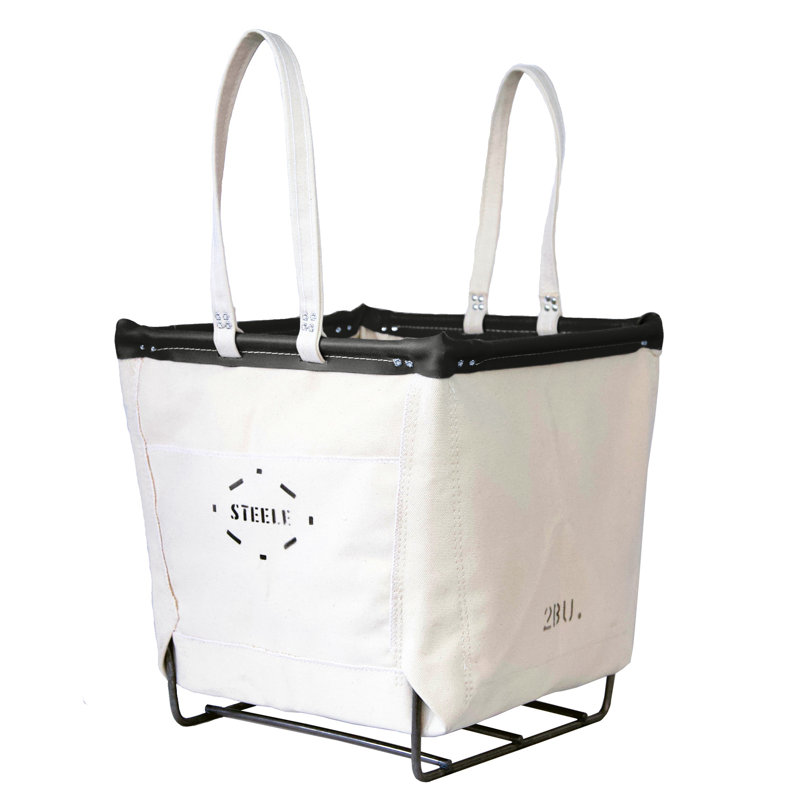Laundry Basket with Handles, Black Leather