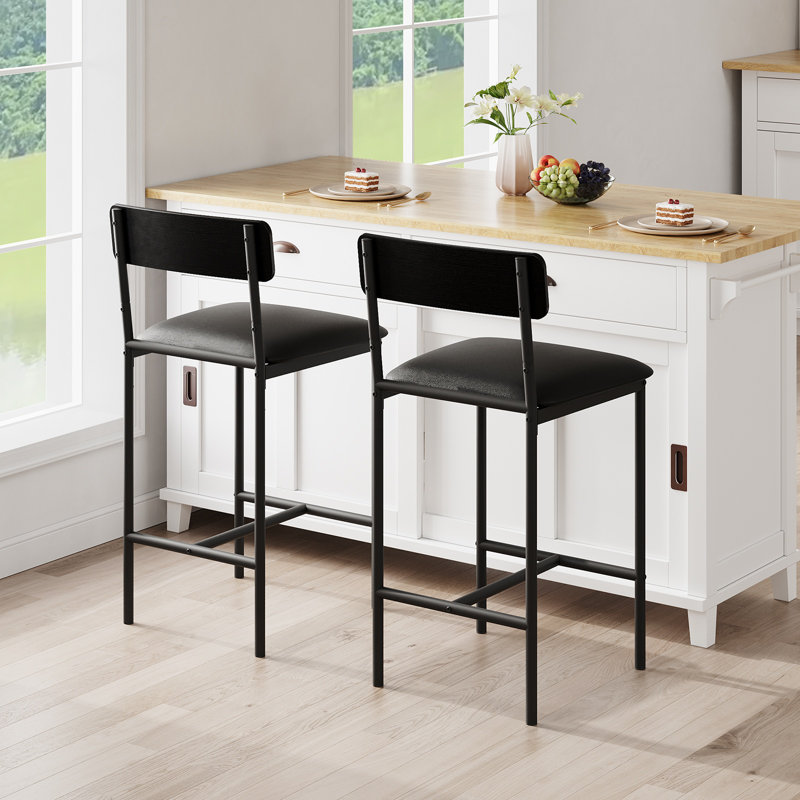 Counter Stool with Metal Frame, Black