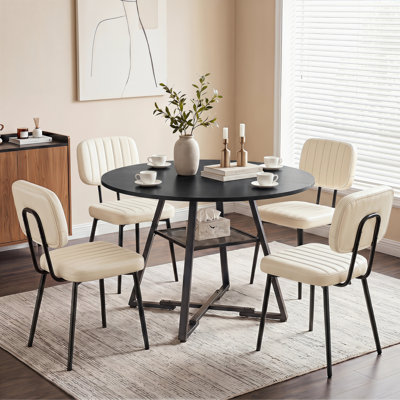Ensemble de table ronde et de chaises de salle à manger Ameah Industrial de 47 po avec des chaises rembourrées