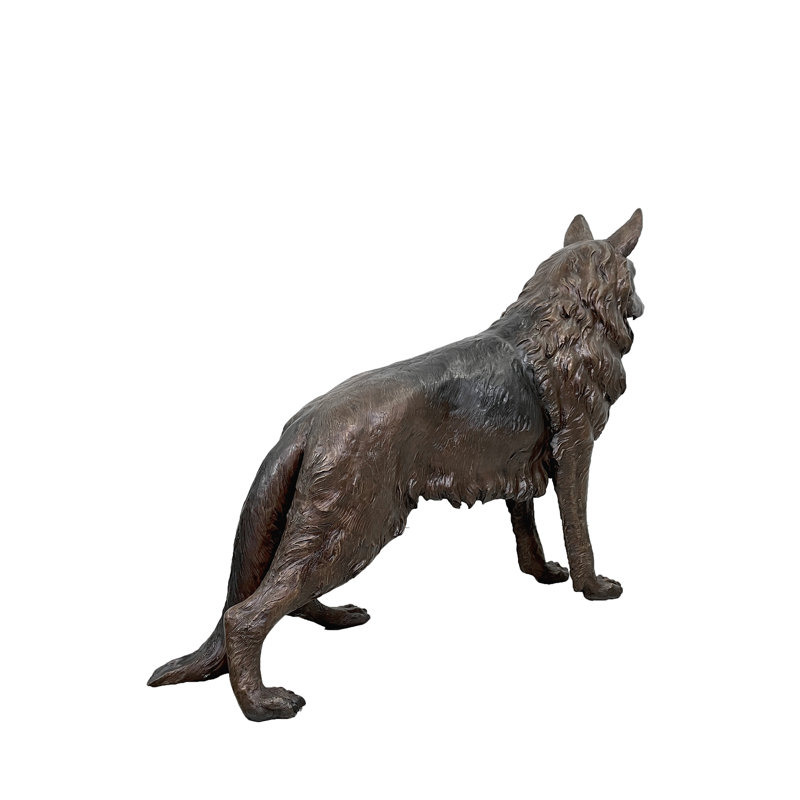 Dog German Shepherd Bronze Garden Statue