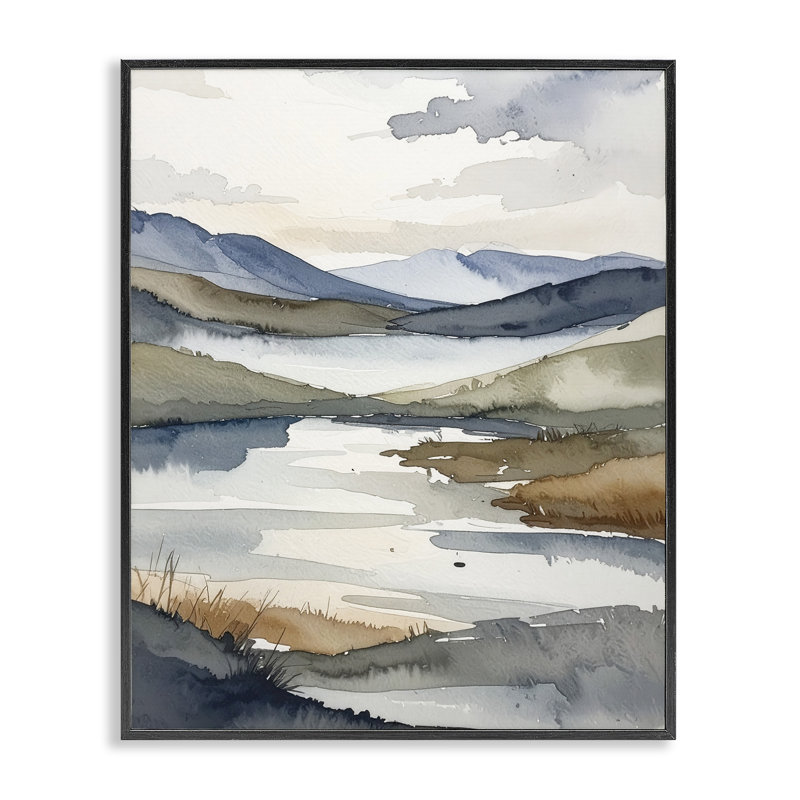 Giclée encadrée «Flow Of Water Pond», conception par Alonza Saunders, H 14 po x l 11 po, Giclée noire de minuit encadrée