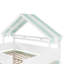 Lit mezzanine double avec toit à baldaquin et armoire de rangement, blanc et vert