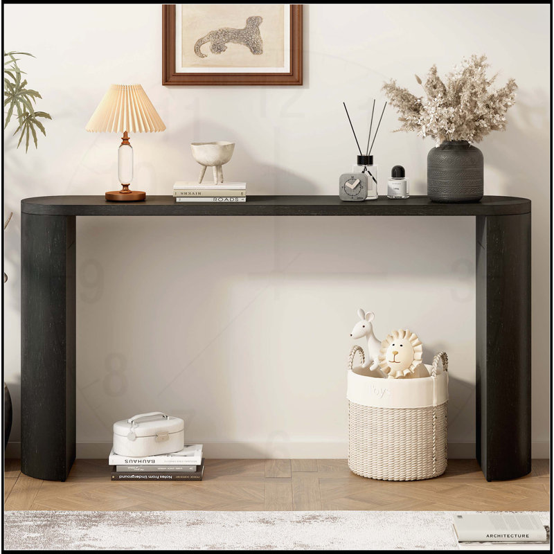 Élégante table de véranda à pieds semi-cylindriques avec un design multifonctionnel pour diverses pièces, Noir