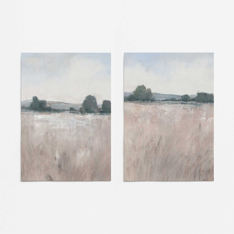 Ensemble de 2 impressions sérénité campagne discrète, Papier, H 16 po x l 24 po x P 0,1 po