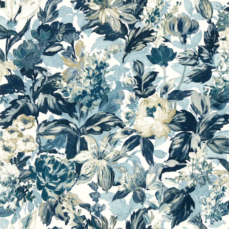Lilum Marianne 10.05m x 52cm Textured Wallpaper Roll, Denim/Ivory