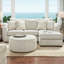 Repose-pieds rond de style transitionnel avec structure en bois massif et finition multi-finitions