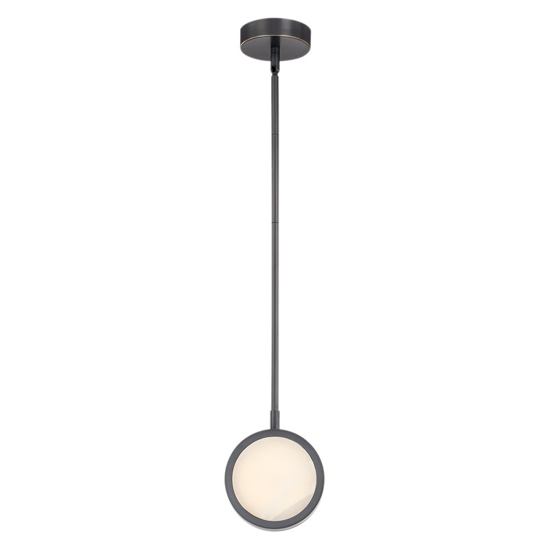Luminaire suspendu géométrique à DEL 1 lumière Blanco, Bronze urbain / albâtre