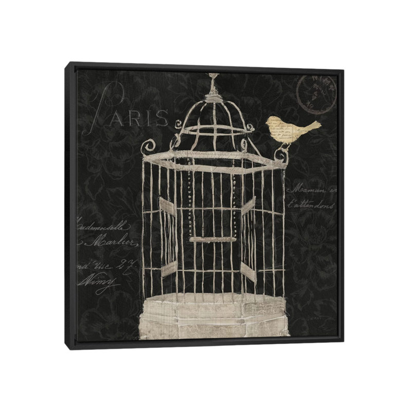 «Via Paris», impression sur toile tendue, H 18 po x l 18 po x P 1,5 po, Toile avec cadre noir, Pas de tapis