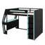 Structure de lit Gamer Loft avec bureau, système d'éclairage intelligent RVB, charge USB, tablettes de rangement et escalier de sécurité-105796538