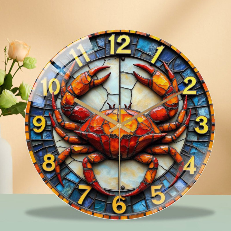 Horloge murale crabe - horloge murale moderne en verre 12 po