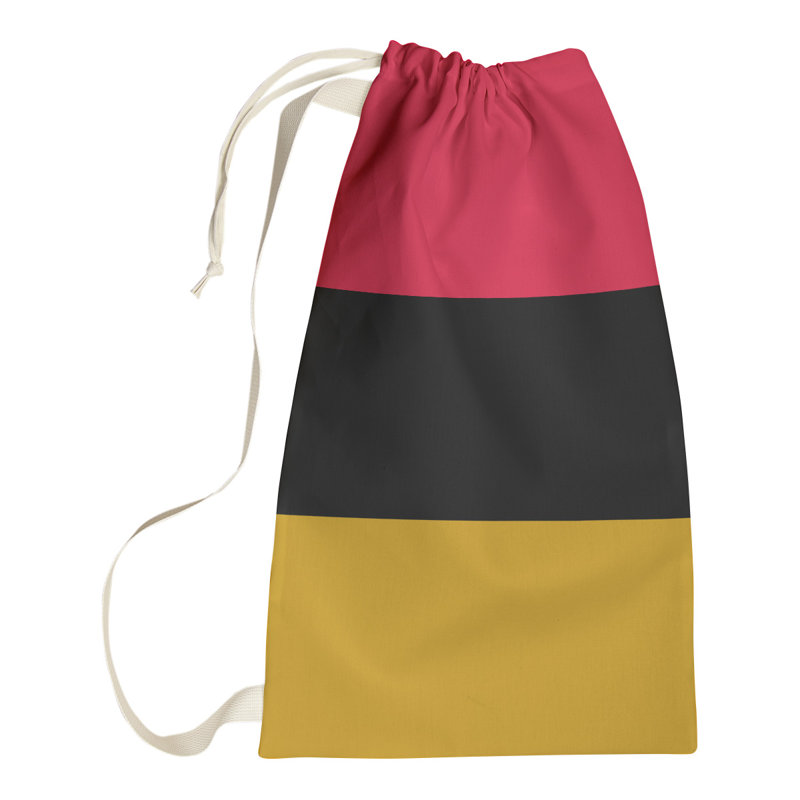 Fabric Laundry Bag with Handles, 29" H x 18" W x 1.5" D, Red/Black/Gold