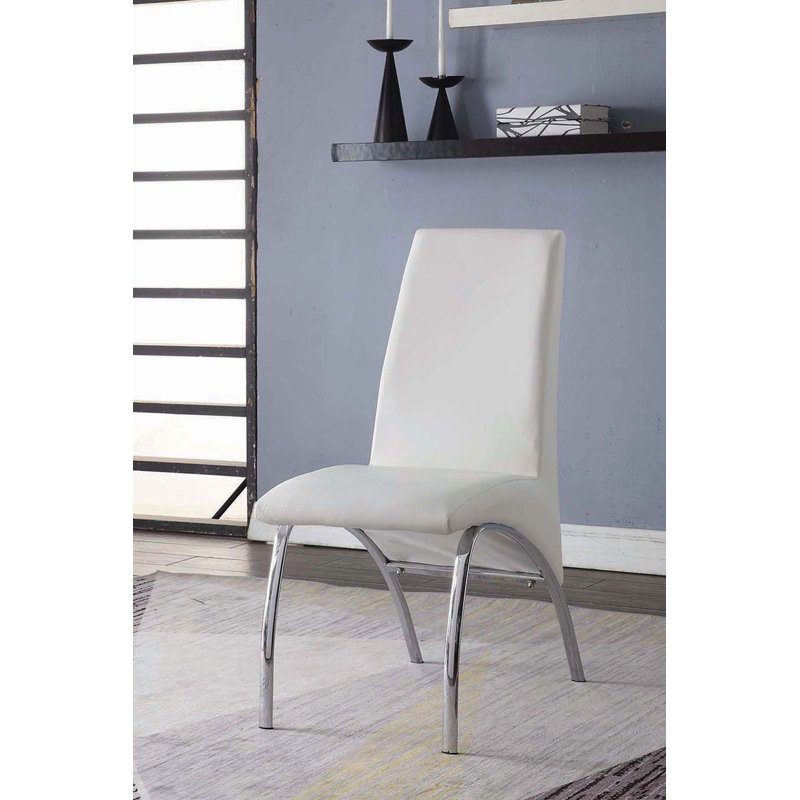Aylo Upholstered Side Chair in Chrome (Set of 2), White