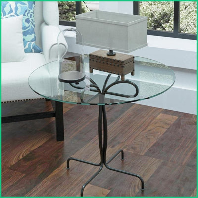 Plateau de table basse rond en verre trempé de 24 po - 1/4 po d'épaisseur, bord plat poli, facile à nettoyer et sécuritaire