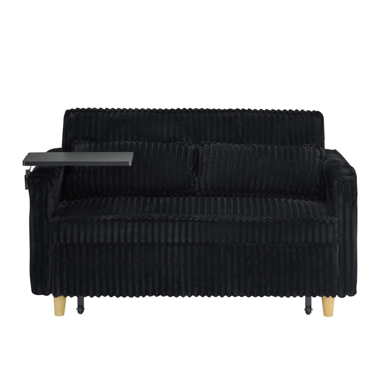 Push-in Corduroy Sofa Multifunctional Design, Black