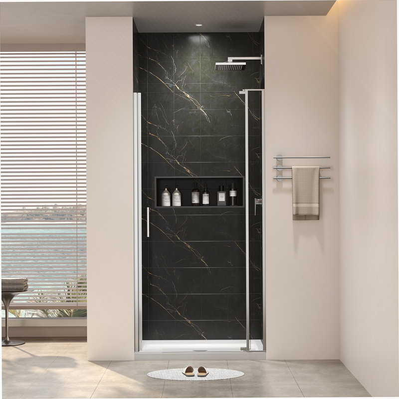 Porte de douche pivotante universelle à gauche et à droite, Nickel brossé