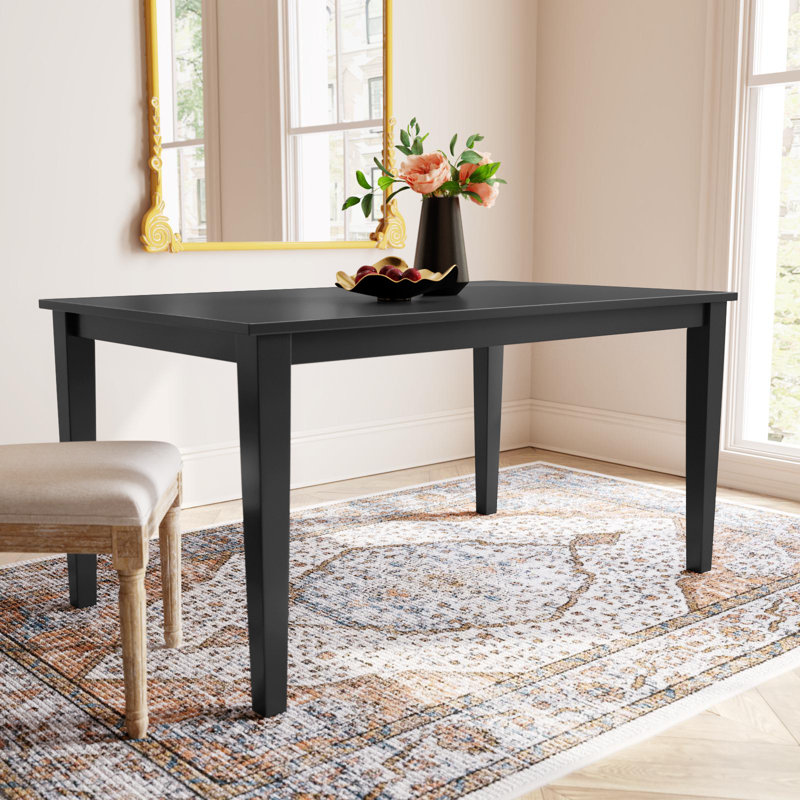 Table de salle à manger en bois massif Alexa-Mae, Noir, H 30 po x l 36 po x L 60 po