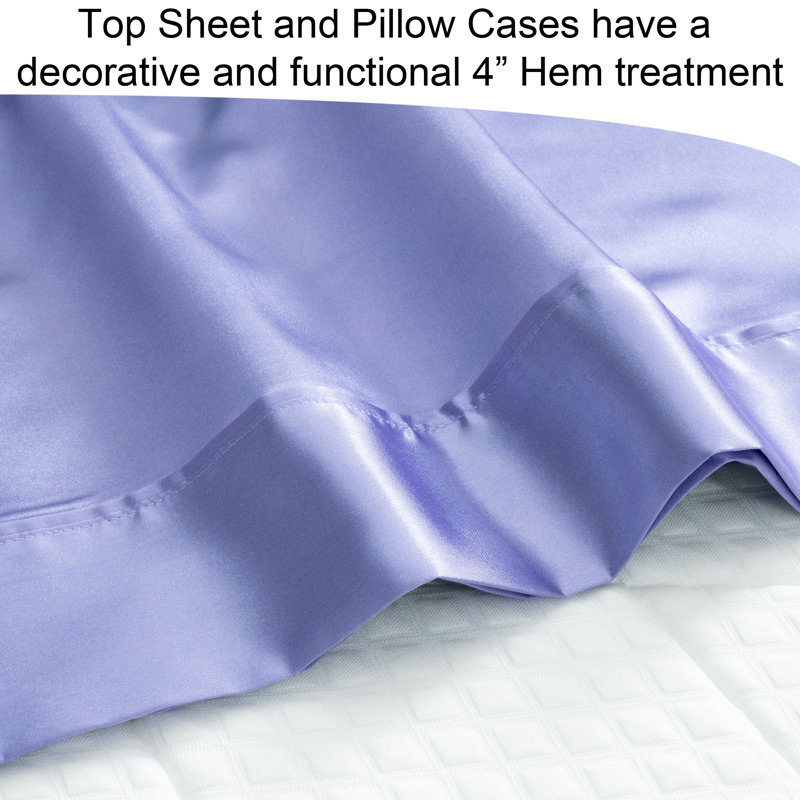 Smooth Satin BedTite Tight Grip Sheet Set, Full/Double, Lilac