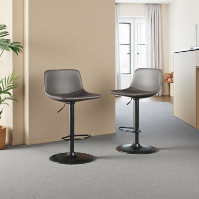 Ensemble de 2 tabourets de bar réglables, tabourets de bar pivotants de style Mid-Century, tabourets de bar industriels avec dossier et chaises de bar à hauteur de comptoir