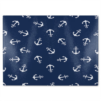 Anchors On Glass Chopping Board
