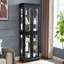 Élégante vitrine vitrée éclairée - Rangement à cadre en bois pour le salon, la cuisine et le garde-manger - Ampoule incluse - Idéal pour le vin, les jouets et les objets de collection
