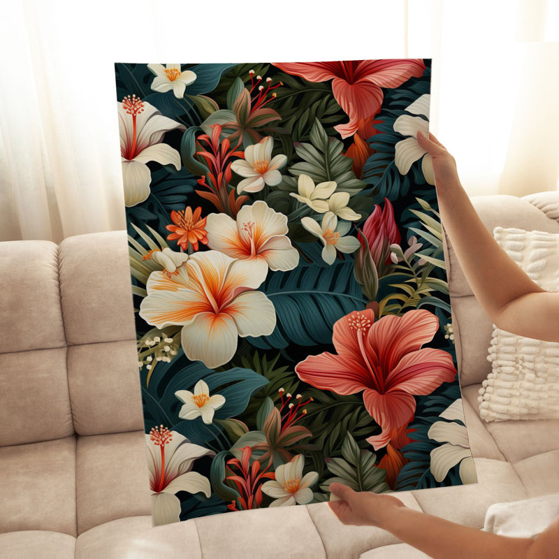 Impression florale florale hawaïen, H 36 po x l 24 po