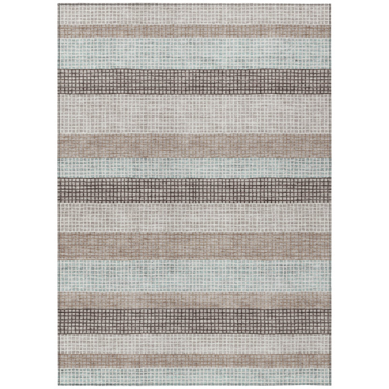 Machine Washable Indoor/Outdoor Xhevrie Taupe Rug, Rectangle 5' x 7'6"