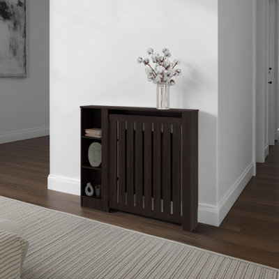 Armoire pour radiateur, 3 tablettes, wengé noir