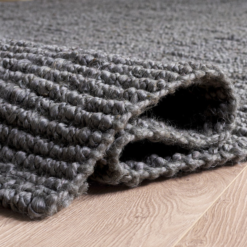 Tapis en jute tissé à la main Estrin, Rectangle 9 pi x 12 pi, Light Grey