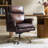 Heeg Transitional 46.5"H Genuine Leather Wingback Design 360° Swivel Tilting Lock Office Chair with Nailhead Trim-759639879