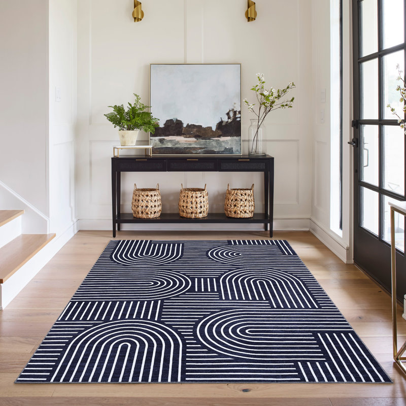 Machine Printed Area Rug, Blue, Rectangle 160 x 230 cm