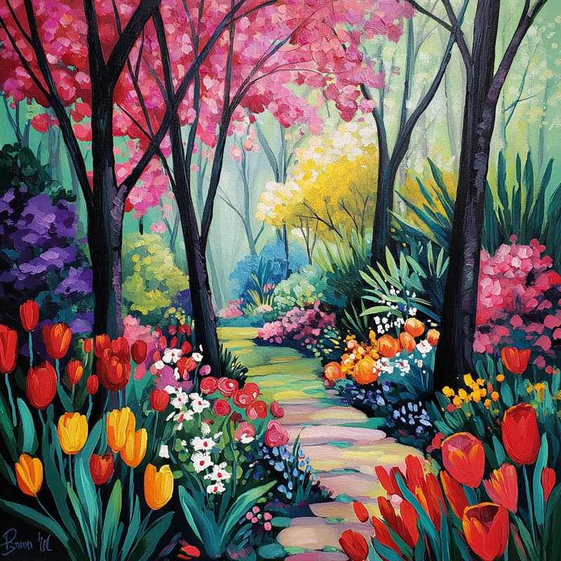 Spring Garden Promenade Canvas Art