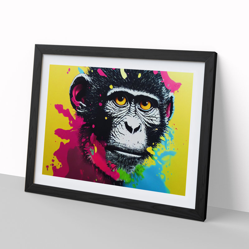 Monkey Splash - Single Picture Frame Print, Black Framed, 46cm H x 64cm W