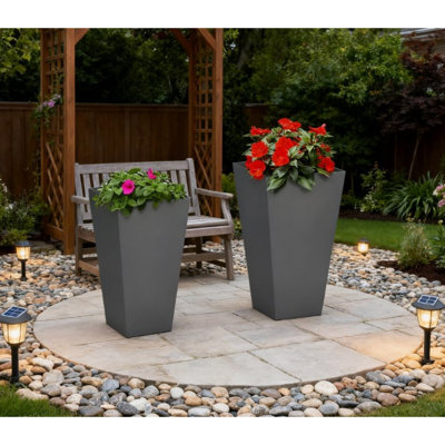 Ensemble de jardinières en oxyde de magnésium durable, design moderne haut pour patio et jardin