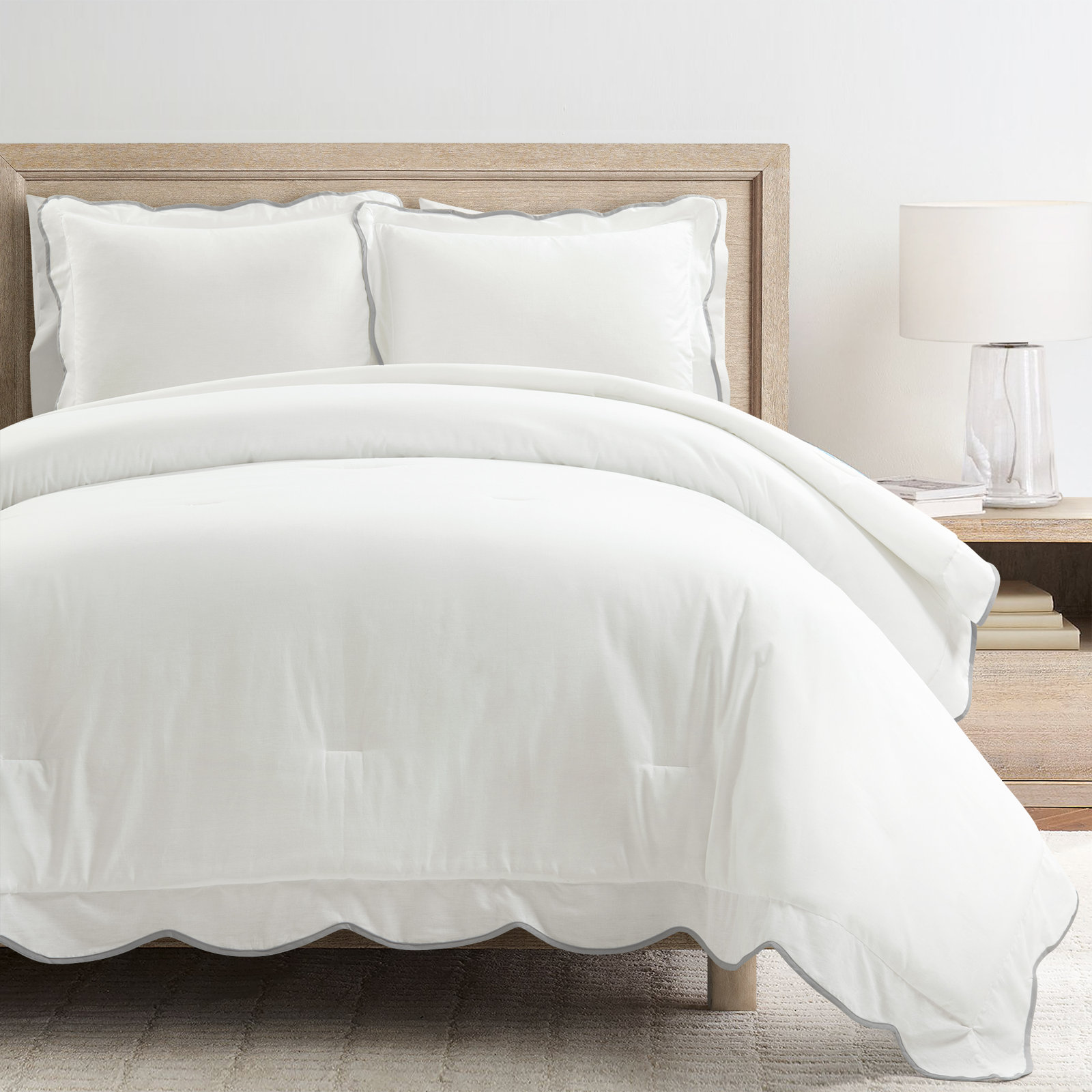 Nolita Cotton Blend Comforter Set, Queen Comforter, Gray