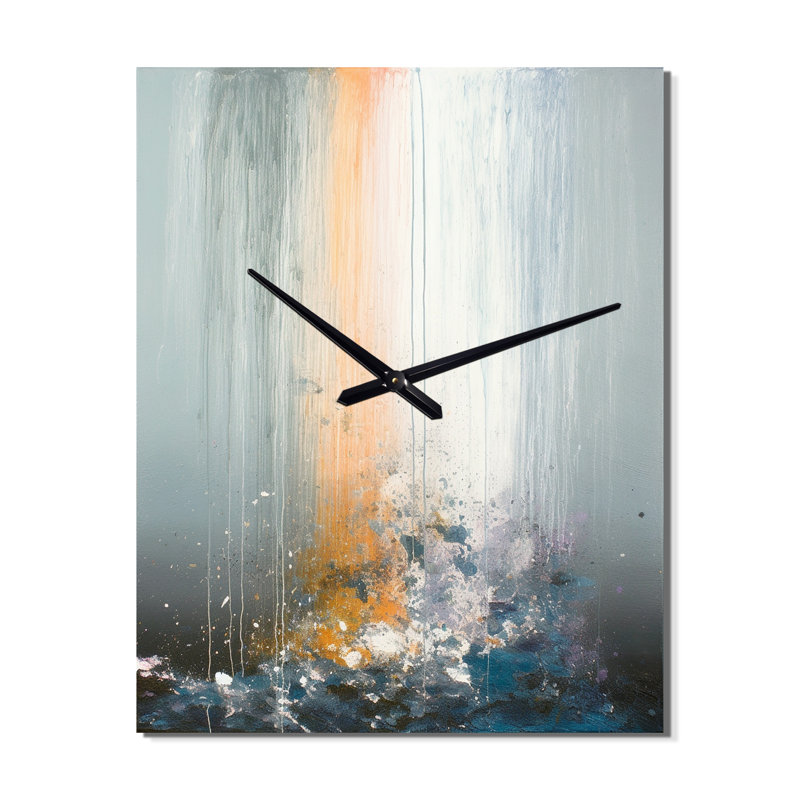 Tôt le matin, coucher de soleil abstrait - Paysage abstrait horloge murale surdimensionnée, H 40 po x l 30 po x P 1 po