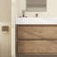 Meuble-lavabo mural double en teck et évier en acrylique 84 po Victoria-94524458