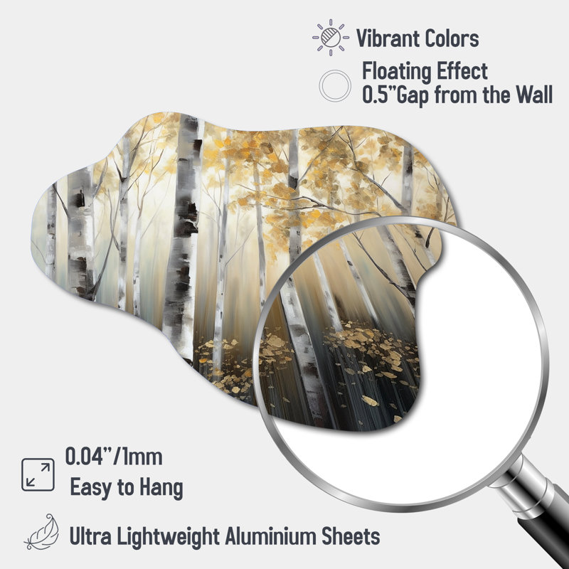 Birch Tree Dense Forest III - Tree Cloud Shape Irregular Metal Wall Decor, 25" H x 28" W x 1" D