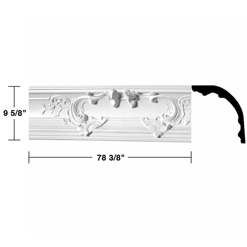 Ornate White Primed Urethane Crown Molding 9.63'' H
