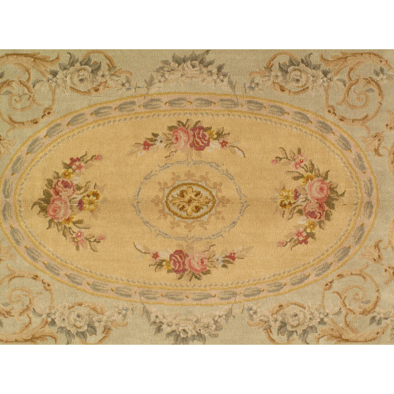Savonnerie Wool Oriental Area Rug in Beige
