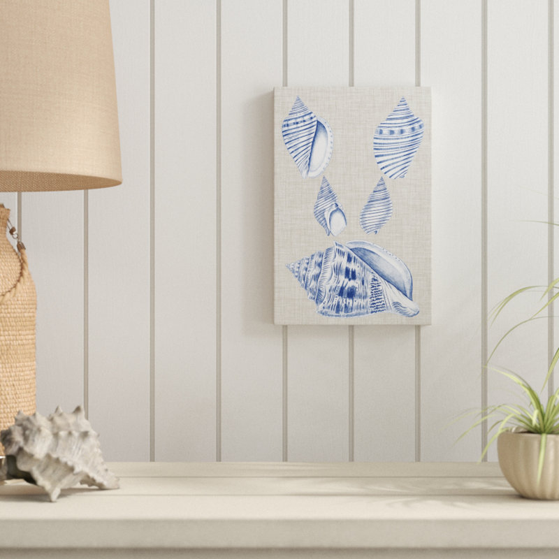 Navy & Linen Shells III by Vision Studio - Painting Print, Wrapped Canvas, 30cm H x 20cm W