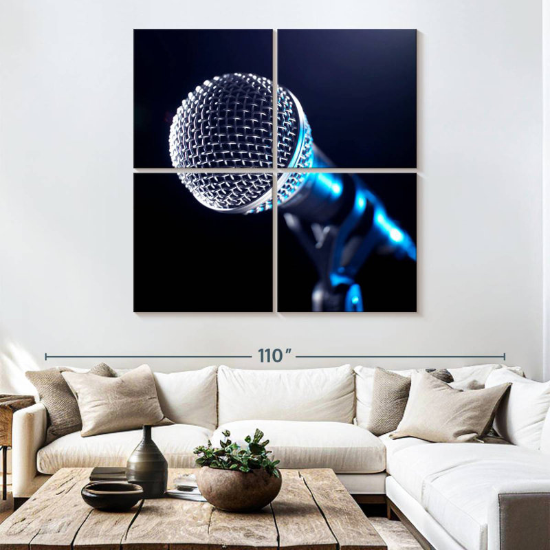 Microphone Abarca sur un support, H 74 po x l 74 po