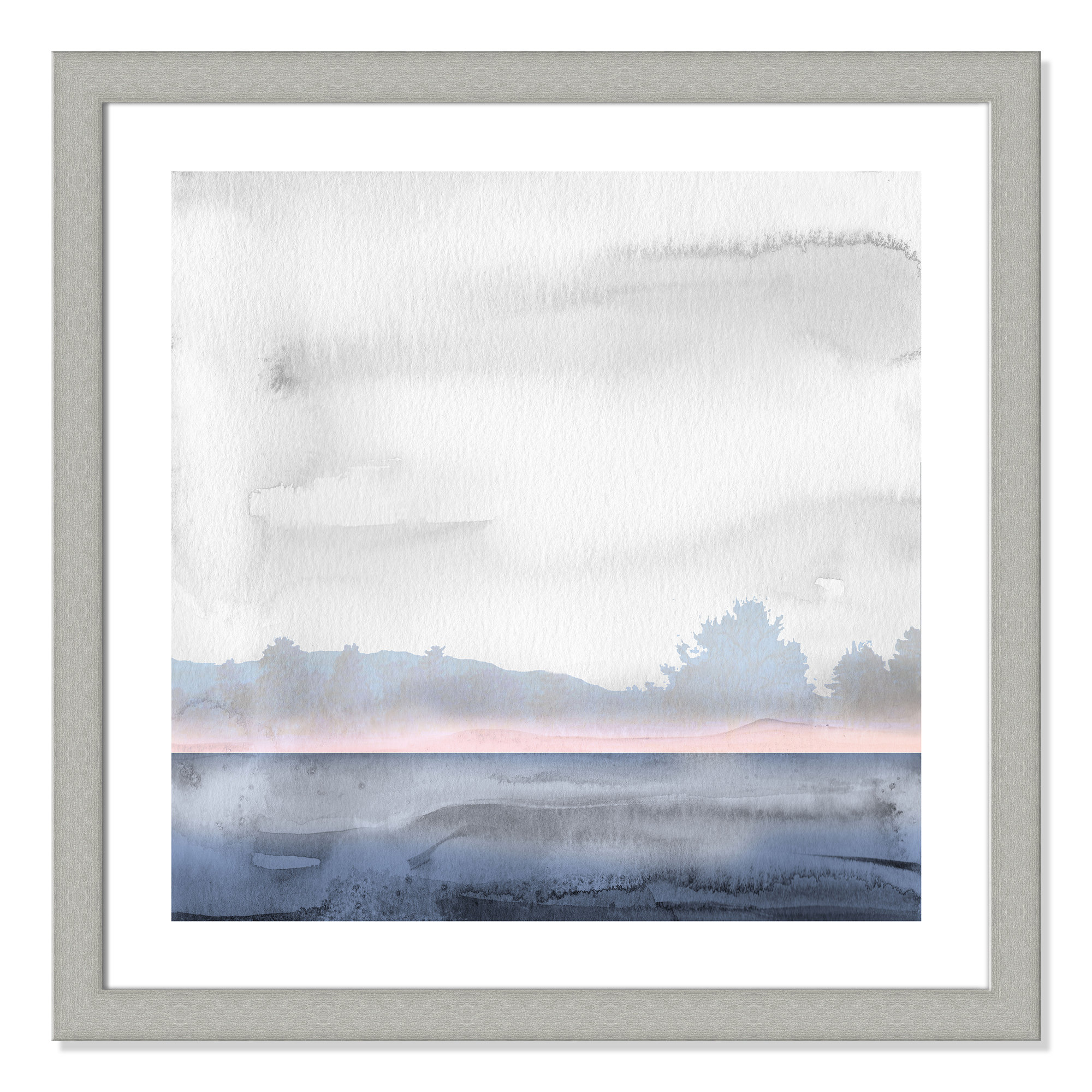 Rose Shores II - Painting, 29" H x 29" W x 1.25" D, Silver Framed