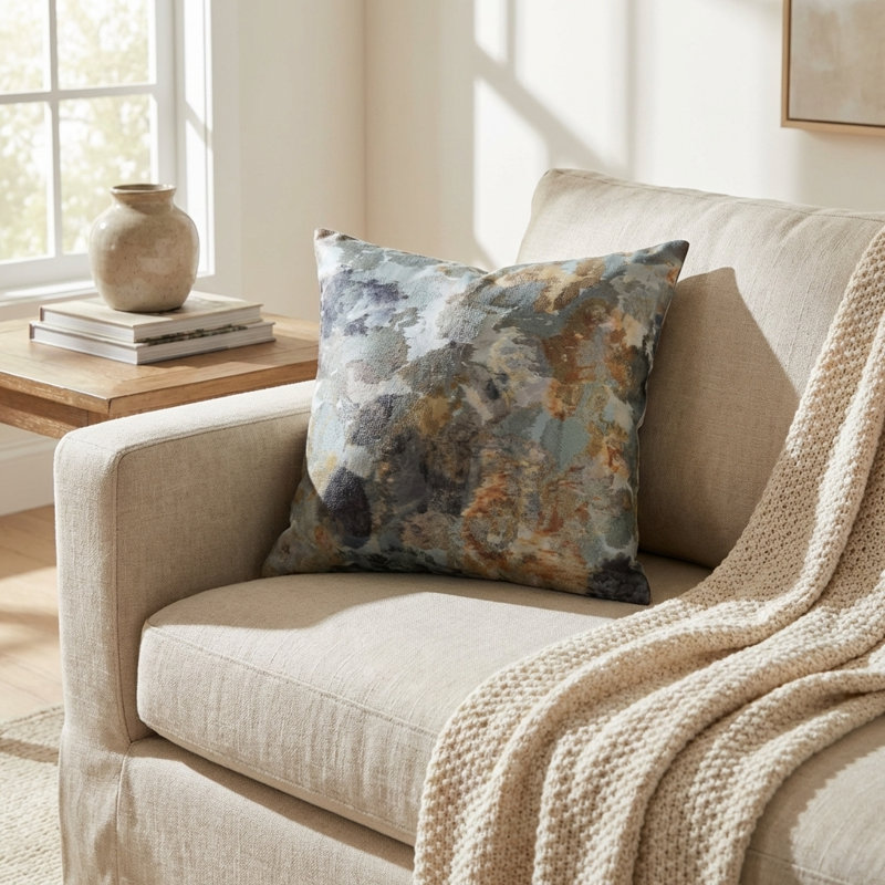 Oreiller de luxe Wildflower Icy, 16 po x 1 po, Coussin décoratif
