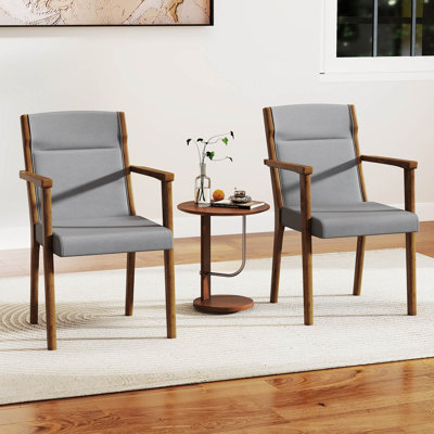 4 chaises de salle à manger Mid-Century modernes rembourrées en bois avec appui-tête